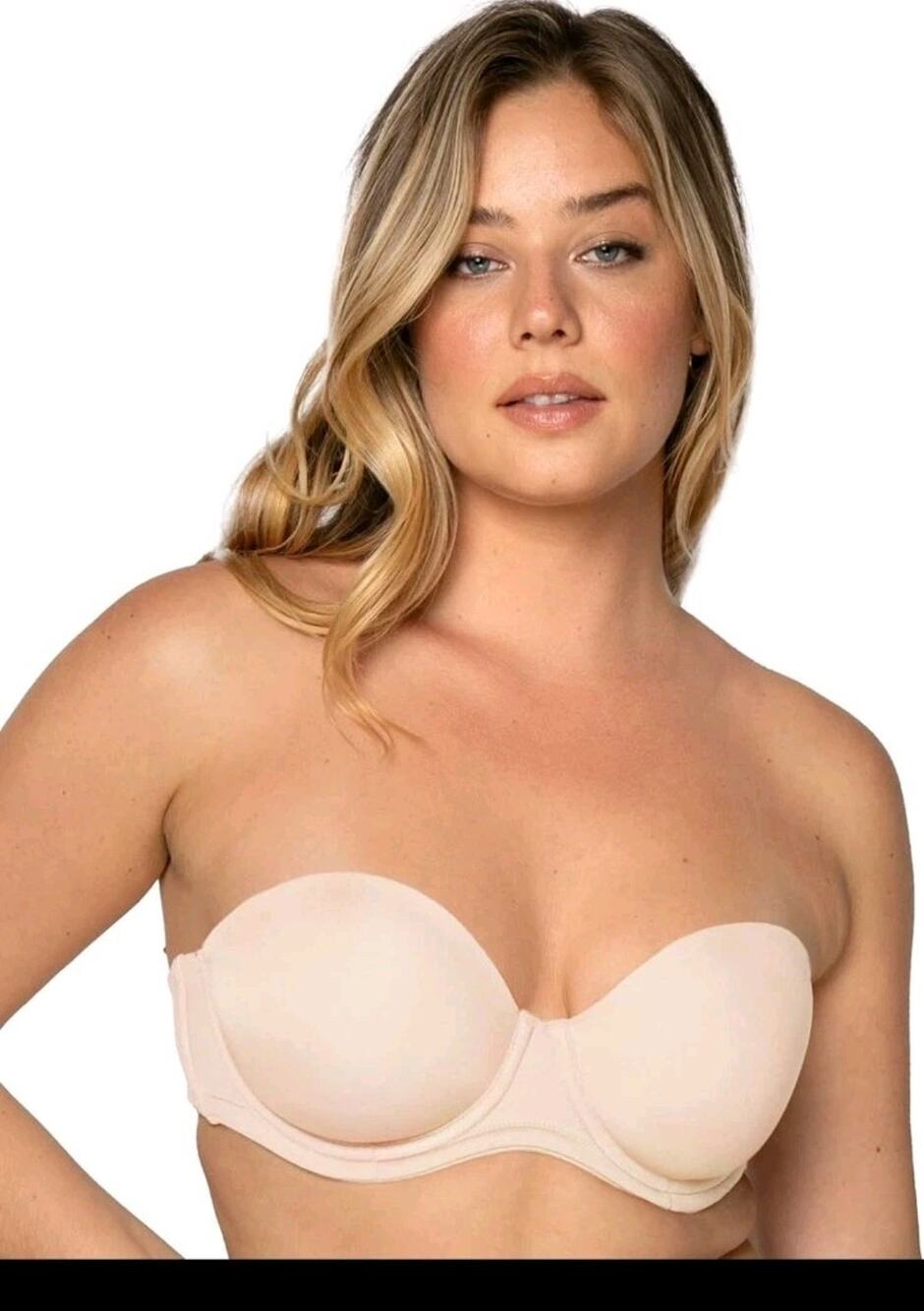 Smart & Sexy womens Full Support Light Lined Strapless Bra 34B In the Buff